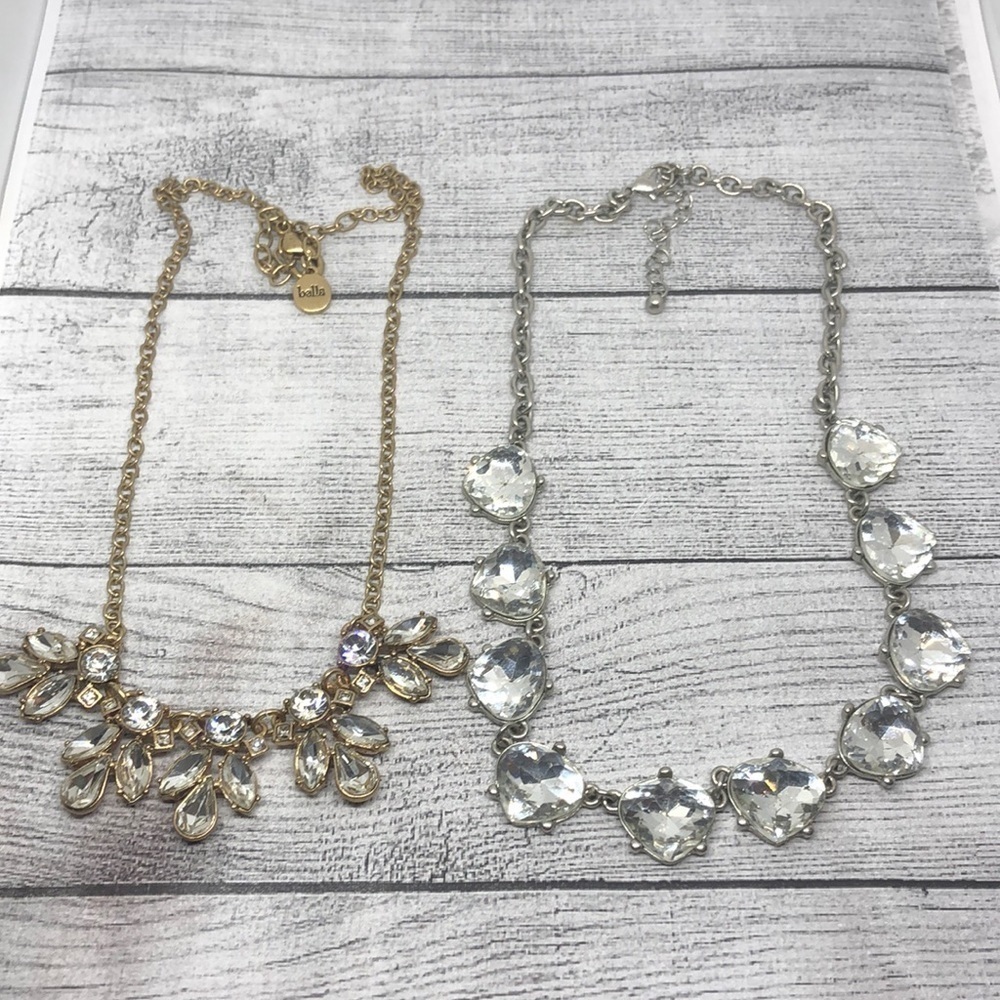 𝅺Bundle lot 2 dazzling necklaces dressy formal evening costume statement glam .